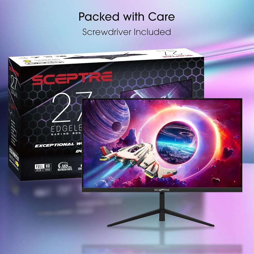 Sceptre 27-inch Gaming Monitor 165Hz 144Hz 1ms AMD FreeSync Premium HDMI DisplayPort Build-in Speakers, 99% sRGB Machine Black 2025 (E275B-FWD168 Series) - Image 3