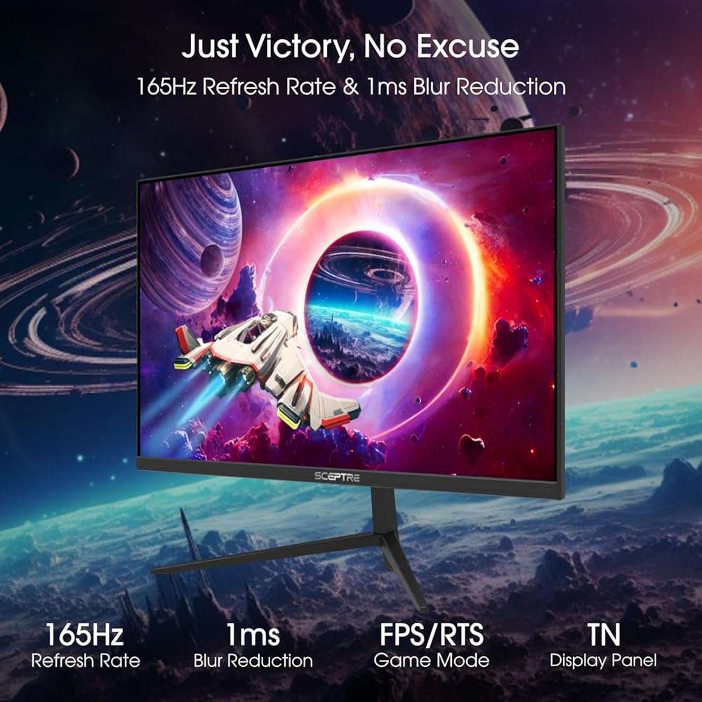 Sceptre 27-inch Gaming Monitor 165Hz 144Hz 1ms AMD FreeSync Premium HDMI DisplayPort Build-in Speakers, 99% sRGB Machine Black 2025 (E275B-FWD168 Series) - Image 5