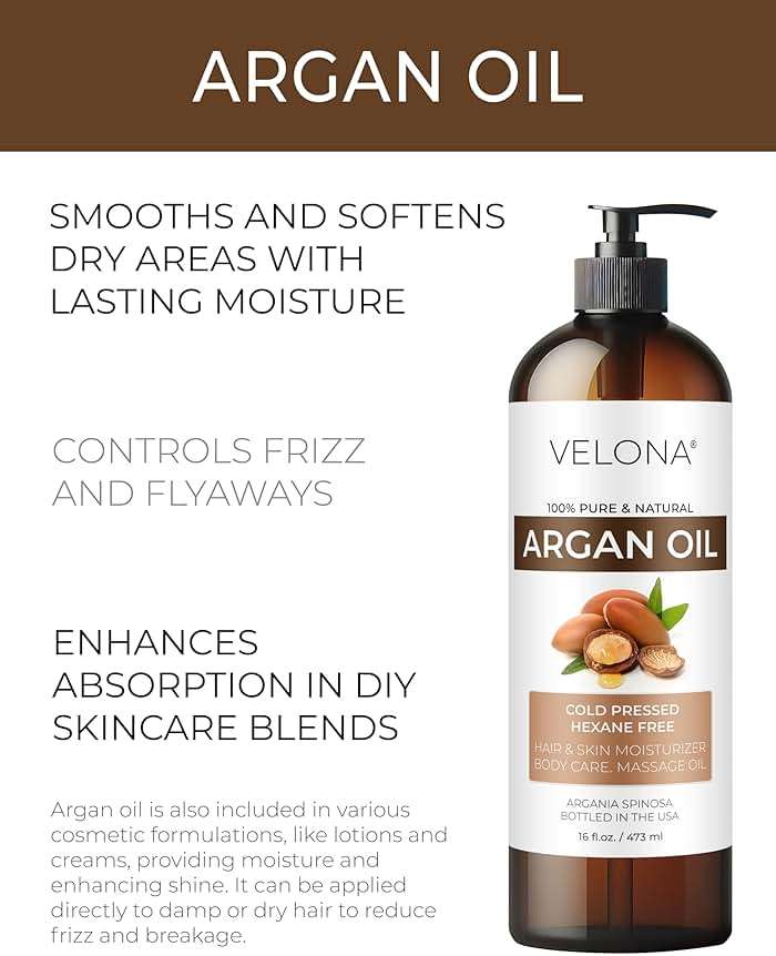 velona Argan Oil - 8 Fl Oz | 100% Pure and Natural | Morocco Oil | Skin, Body and Face Care | Nails Protector | Unrefined, Cold Pressed | Cap Kit - Image 2