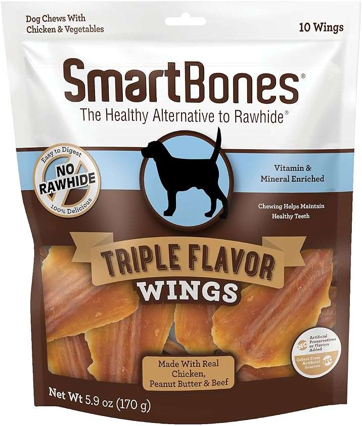 SmartBones No Artificial Colors or Preservatives Rib and Wing Chews, Treat Your Dog to a Fun Shapped Triple Flavor Chew - Image 2