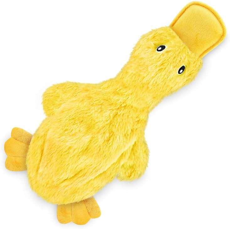 Best Pet Supplies Interactive Squeaky Dog Chew Toy, Ideal Dog Toys for Chewers, Small, Medium & Large Dogs, and Fetch Lovers - Crinkle Duck (Yellow), Large - Image 1