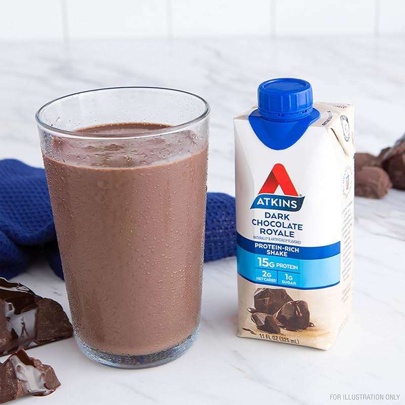 Atkins Dark Chocolate Royale Protein Shake, High Protein Shakes, Low Glycemic, Low Carb and Low Sugar Chocolate Flavored Protein Shakes, Keto Friendly, 12 Count - Image 4