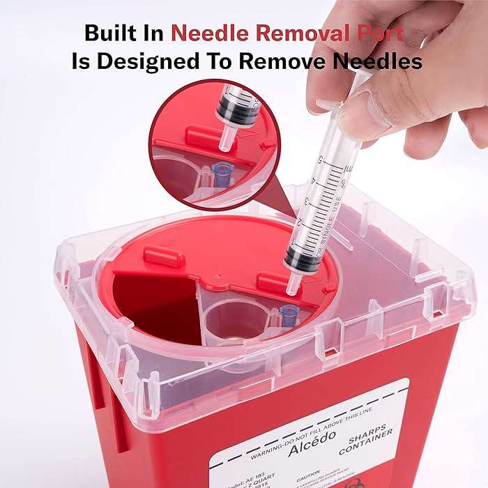 Alcedo Sharps Container for Home and Professional Use 2 Quart (3-Pack), Biohazard Needle and Syringe Disposal, Medical Grade - Image 3