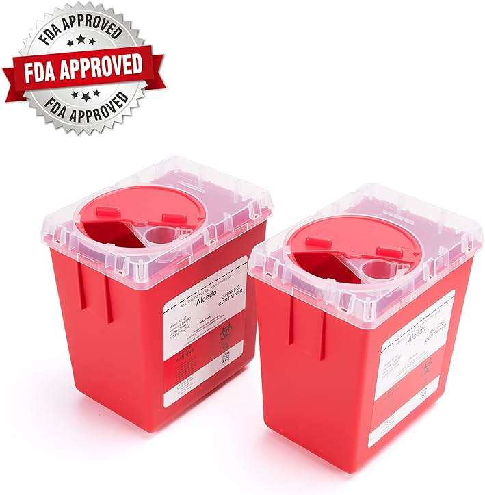 Alcedo Sharps Container for Home and Professional Use 2 Quart (3-Pack), Biohazard Needle and Syringe Disposal, Medical Grade - Image 4
