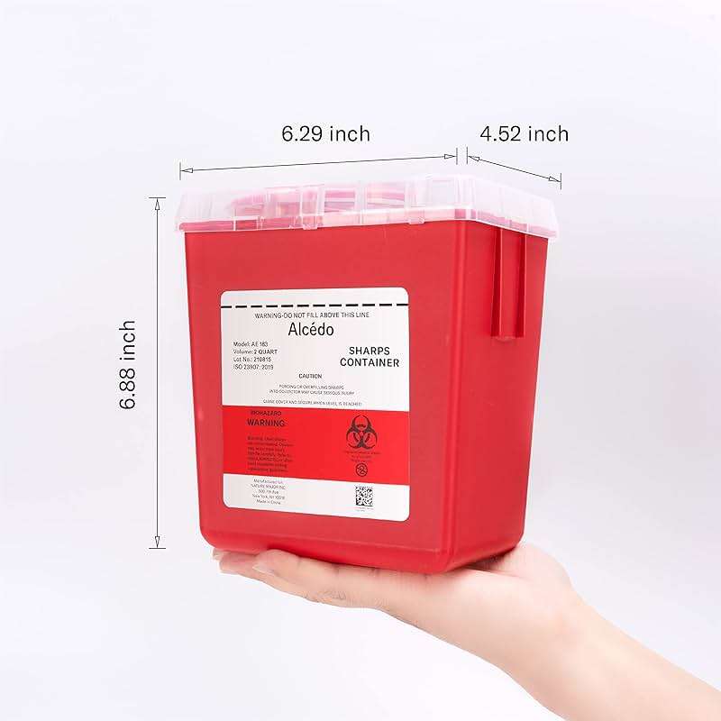 Alcedo Sharps Container for Home and Professional Use 2 Quart (3-Pack), Biohazard Needle and Syringe Disposal, Medical Grade - Image 5