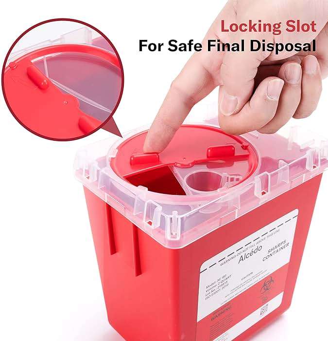 Alcedo Sharps Container for Home and Professional Use 2 Quart (3-Pack), Biohazard Needle and Syringe Disposal, Medical Grade - Image 7