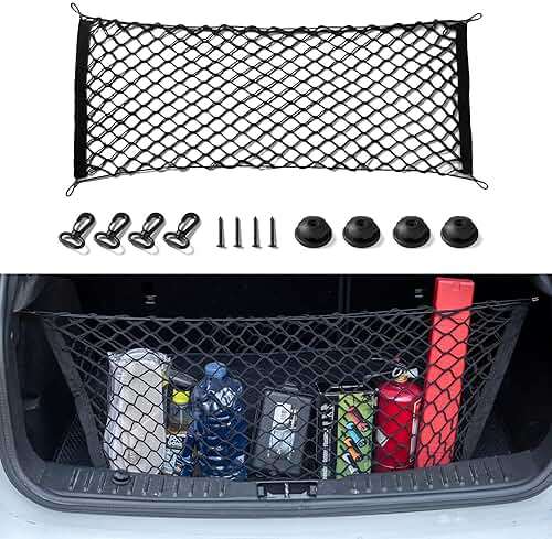 Amiss Cargo Net Stretchable, Car Exterior Accessories, Adjustable Elastic Trunk Storage Net with Hook for SUVs, Cars and Trucks (35.4x15.8 Inch) - Image 2