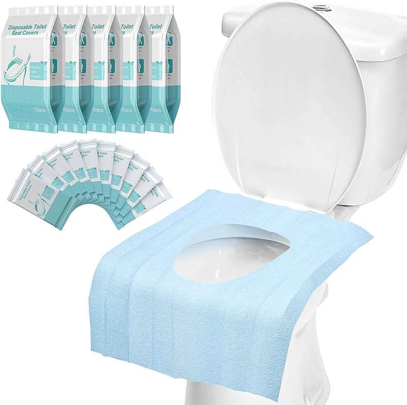 50 Pack Toilet Seat Covers Disposable - Waterproof 16x24 Inch Extra Large Individually Wrapped Toilet Seat Shields Travel Accessories for Adults Kids - Image 1