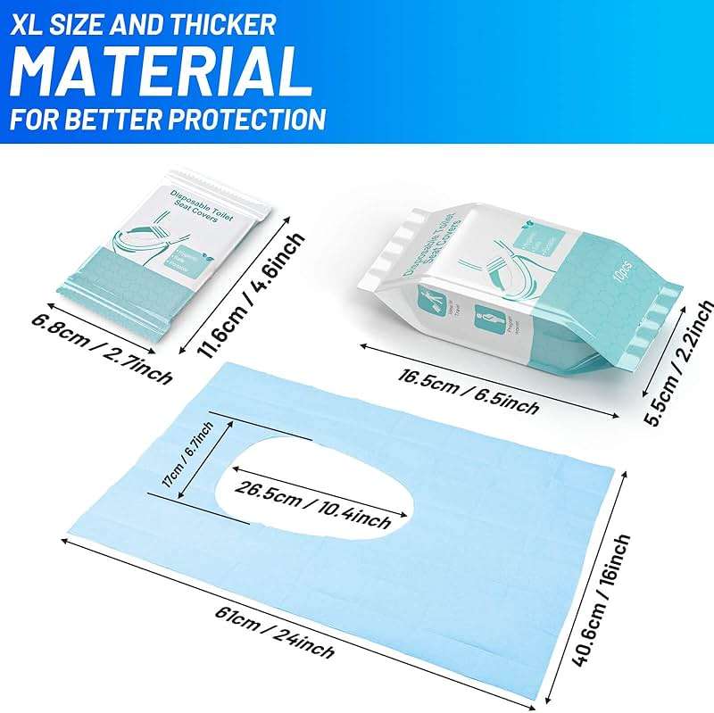 50 Pack Toilet Seat Covers Disposable - Waterproof 16x24 Inch Extra Large Individually Wrapped Toilet Seat Shields Travel Accessories for Adults Kids - Image 2