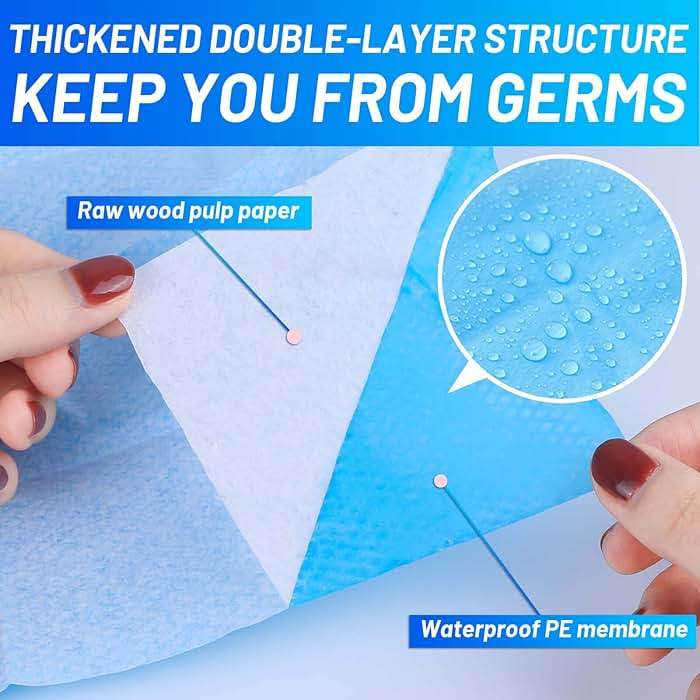 50 Pack Toilet Seat Covers Disposable - Waterproof 16x24 Inch Extra Large Individually Wrapped Toilet Seat Shields Travel Accessories for Adults Kids - Image 5