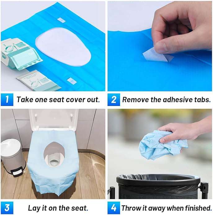 50 Pack Toilet Seat Covers Disposable - Waterproof 16x24 Inch Extra Large Individually Wrapped Toilet Seat Shields Travel Accessories for Adults Kids - Image 6
