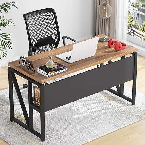 Tribesigns 55-inch L Shaped Desk with Drawer Cabinet, Executive Computer Desk and lateral File Cabinet, 2 Piece Home Office Furniture with Drawers for Hanging File, Doors with Locks (Brown, 55 inches) - Image 6