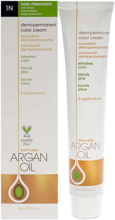 One N' Only Demi Permanent Hair Color - Permanent Hair Dye Made with Argan Oil - Delivers Rich, Accurate Tones with Gray Coverage - Improves Moisture & Elasticity - 1N Very Black (3 oz) - Image 1