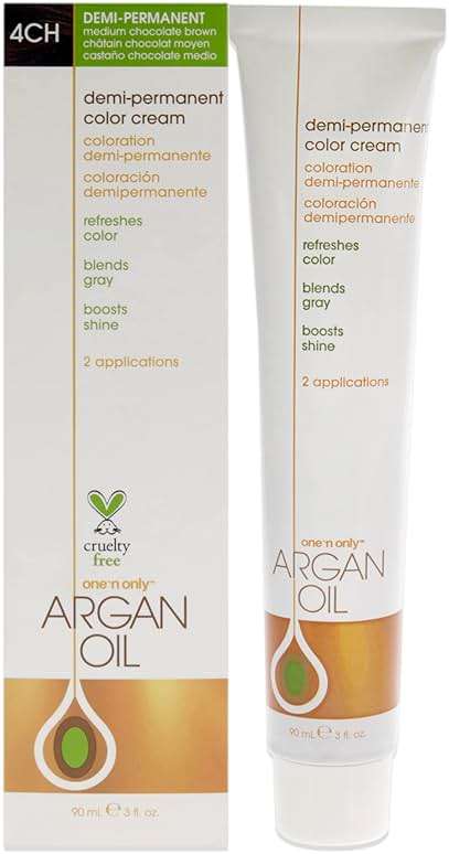 One N' Only Demi Permanent Hair Color - Permanent Hair Dye Made with Argan Oil - Delivers Rich, Accurate Tones with Gray Coverage - Improves Moisture & Elasticity - 4CH Medium Chocolate Brown (3 oz) - Image 1