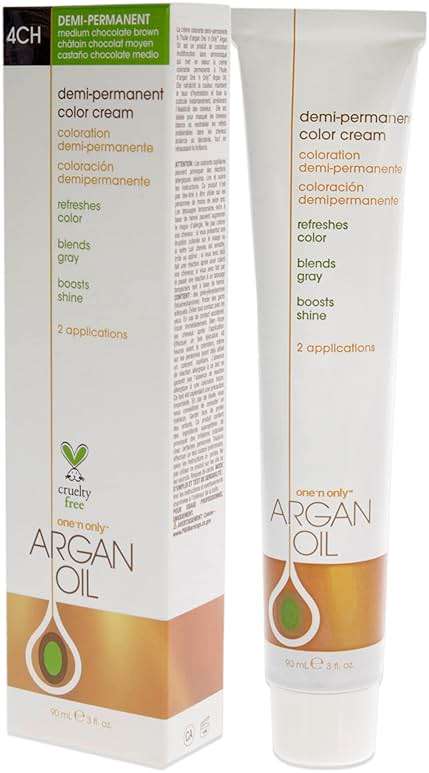 One N' Only Demi Permanent Hair Color - Permanent Hair Dye Made with Argan Oil - Delivers Rich, Accurate Tones with Gray Coverage - Improves Moisture & Elasticity - 4CH Medium Chocolate Brown (3 oz) - Image 4