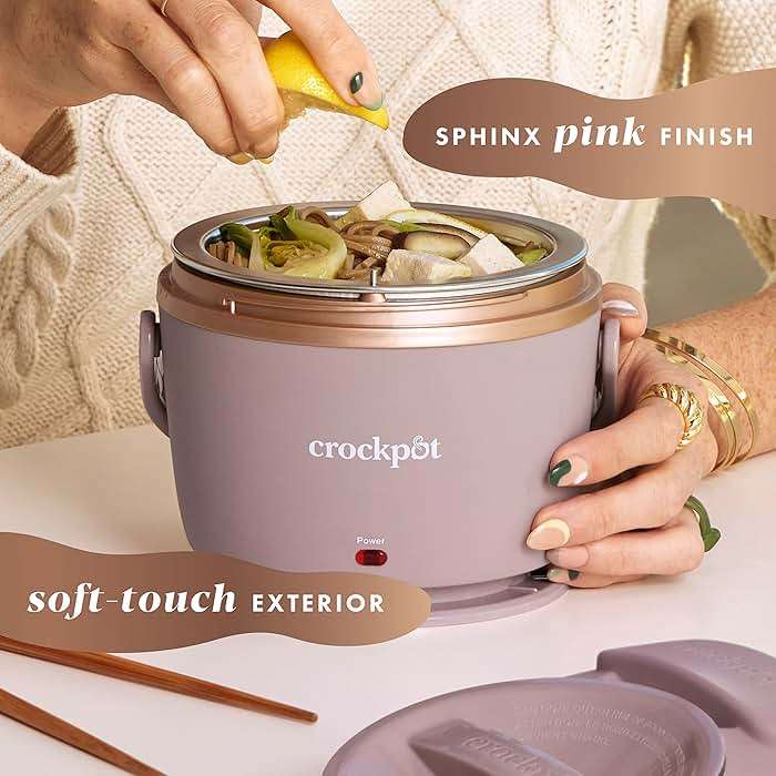 Crock-Pot 20oz Portable Electric Food Warmer, Personal Lunch Box Keeps Food Spill-Free & Warm, Ideal for Travel, Work, School, Car, On-the-Go, Dishwasher-Safe, Giftable, Blush Pink - Image 5