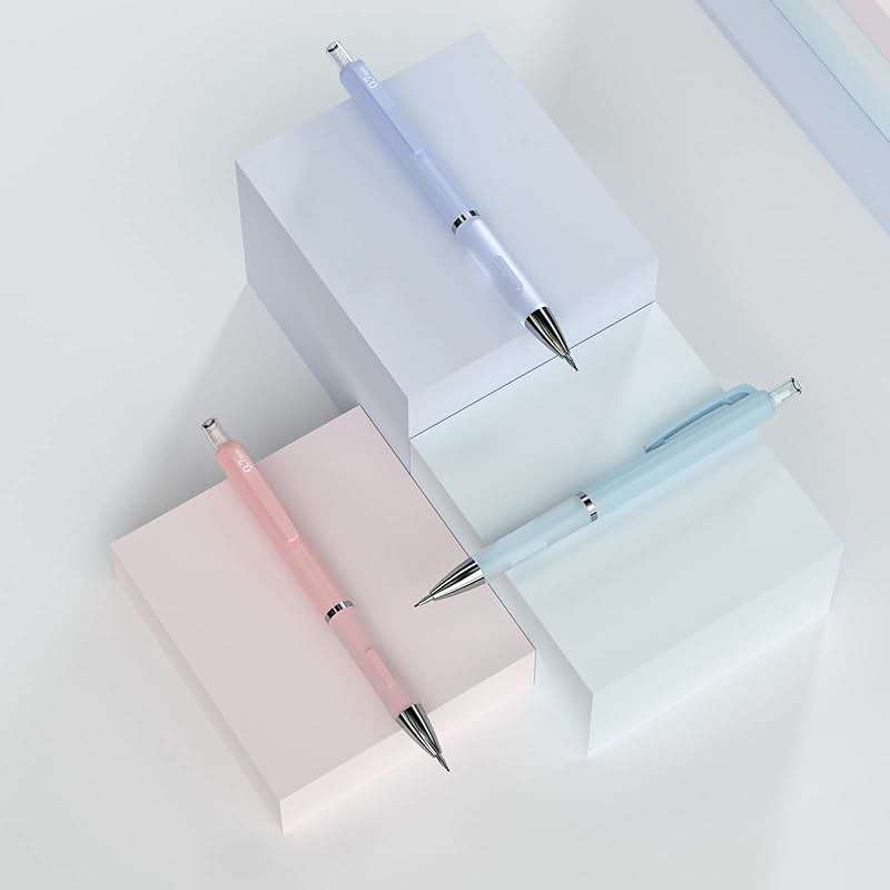 Nicpro 3PCS Cute Mechanical Pencil Set with Case, 0.7 mm Pencils with 6 Tube HB Lead Refill, 3PCS Eraser, 9PCS Eraser Refill for School Supplies Student Writing, Drafting Drawing Sketching - Image 2