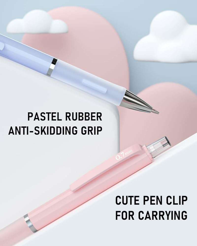 Nicpro 3PCS Cute Mechanical Pencil Set with Case, 0.7 mm Pencils with 6 Tube HB Lead Refill, 3PCS Eraser, 9PCS Eraser Refill for School Supplies Student Writing, Drafting Drawing Sketching - Image 4