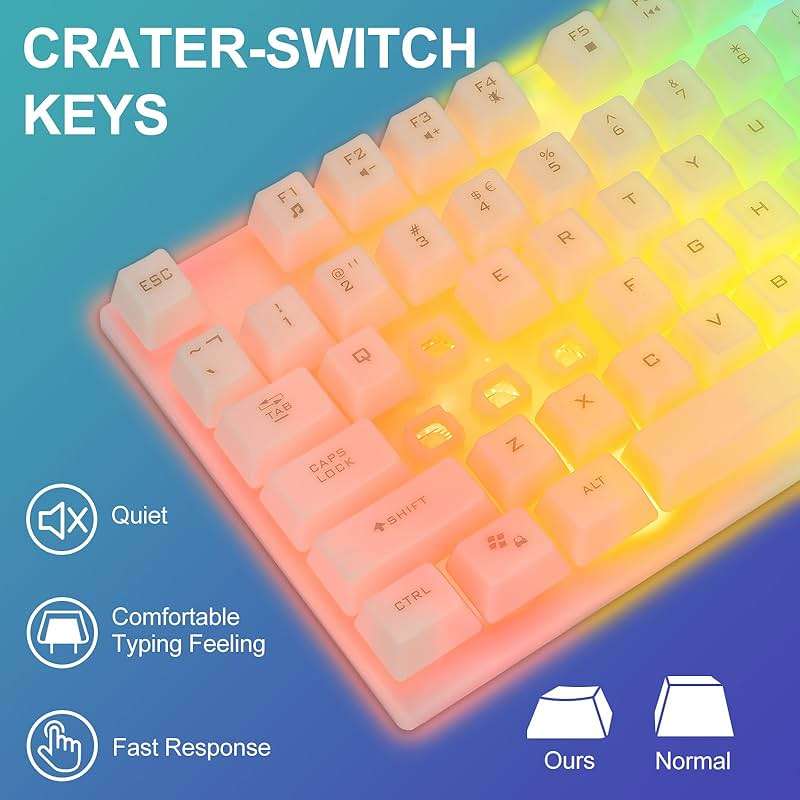 CHONCHOW LED Keyboard and Mouse, 104 Keys Rainbow Backlit Keyboard and 7 Color RGB Mouse, White Gaming Keyboard and Mouse Combo for PC Laptop Xbox PS4 Gamers and Work - Image 2