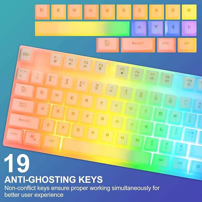 CHONCHOW LED Keyboard and Mouse, 104 Keys Rainbow Backlit Keyboard and 7 Color RGB Mouse, White Gaming Keyboard and Mouse Combo for PC Laptop Xbox PS4 Gamers and Work - Image 5