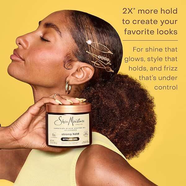SheaMoisture Strong Hold Styling Gel+Flaxseed Jamaican Black Castor Oil Gives Controlled Style,AllDay Hold,Infused With Castor Seed Oil,SheaButter & Indulgent Scent ParabenFree AntiFrizz Hair Gel 15oz | Jamaican - Image 3