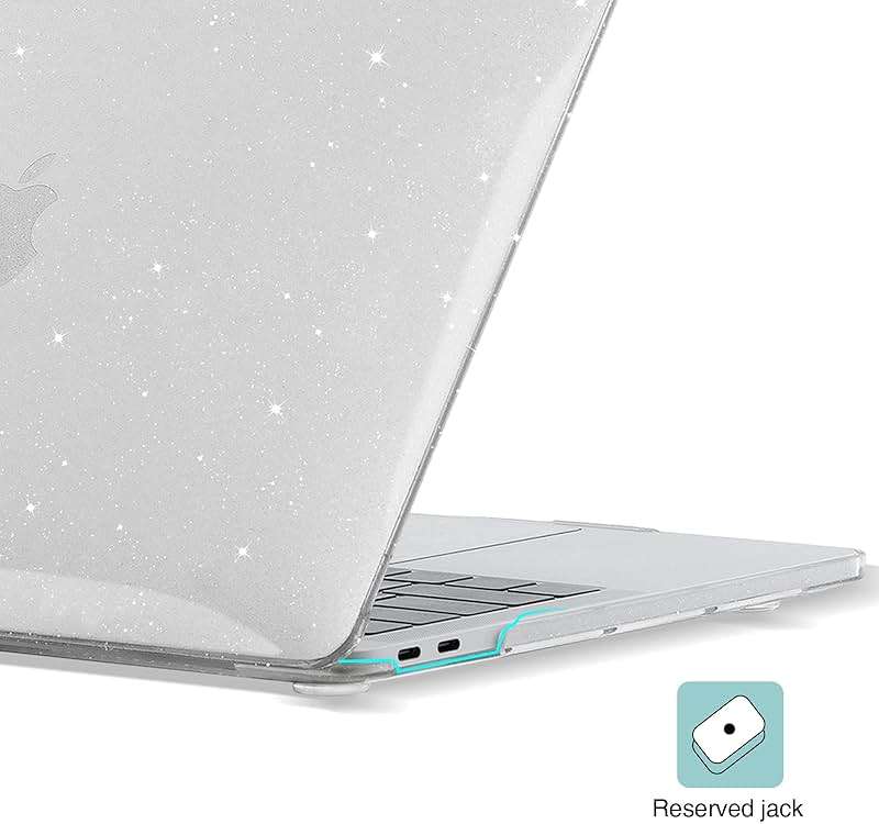 EooCoo Hard Case Compatible with MacBook Air 13.3 inch M1 Chip 2021-2018 with Retina Display, Air 13.3 inch Plastic Protective Case + Transparant Keyboard Cover + Screen Protector, Sparkly Clear - Image 3