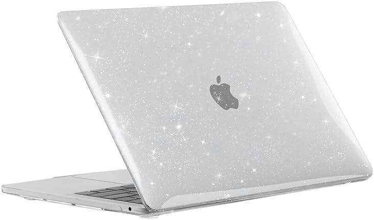 EooCoo Hard Case Compatible with MacBook Air 13.3 inch M1 Chip 2021-2018 with Retina Display, Air 13.3 inch Plastic Protective Case + Transparant Keyboard Cover + Screen Protector, Sparkly Clear - Image 4