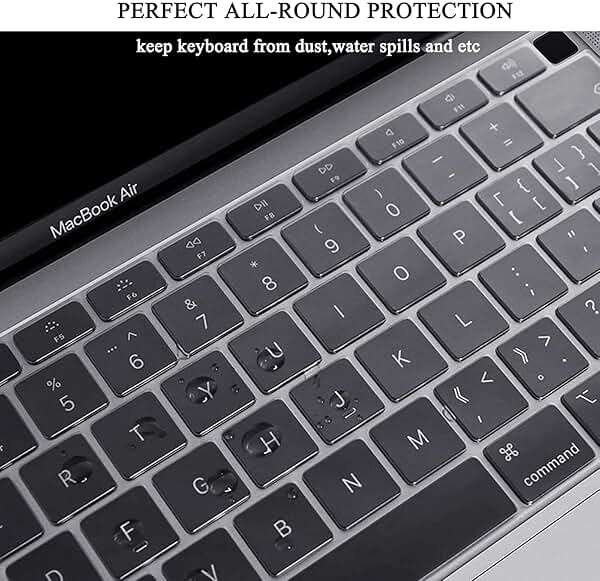 EooCoo Hard Case Compatible with MacBook Air 13.3 inch M1 Chip 2021-2018 with Retina Display, Air 13.3 inch Plastic Protective Case + Transparant Keyboard Cover + Screen Protector, Sparkly Clear - Image 8