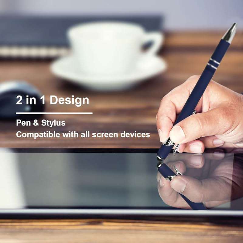 Oddmoal Ballpoint Pen with Stylus Tip, Soft Touch Click Metal Pen, 1.0mm Medium Point, Black Ink, 12 Count(Mixed Color) - Image 2
