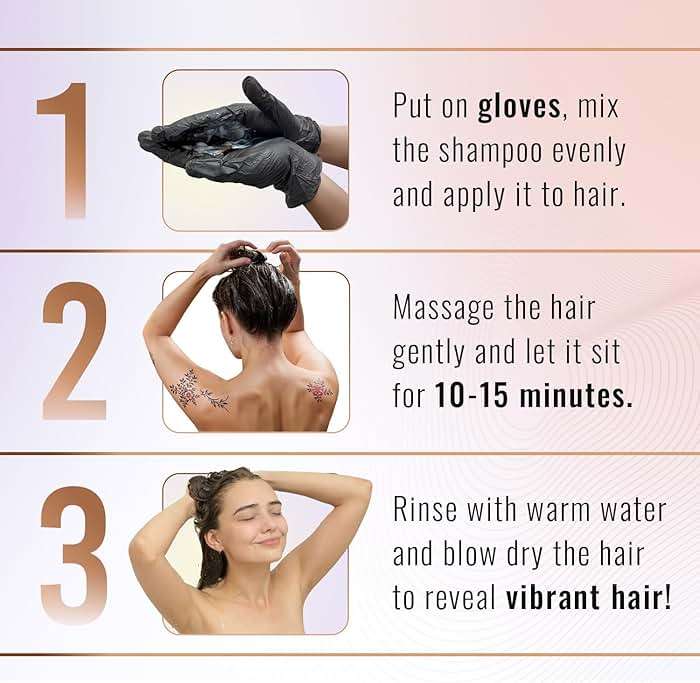Herbishh Natural Hair Dye Shampoo with Argan Mask - Long-Lasting Color for Gray Hair - Travel Size, 10+1 Pack, Ammonia-Free (Black) - Image 3