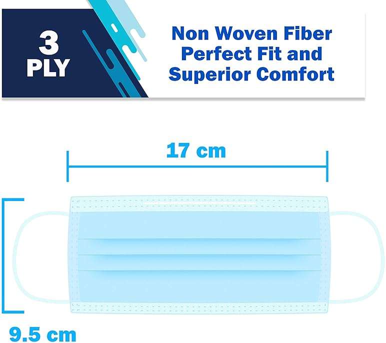 VEEBOOST 2000 Bulk Face Masks (40 Boxes, 50pcs/Box), Non Woven Thick 3-Layers Breathable Facial Masks with Adjustable Earloop, Mouth and Nose (Blue) - Image 3