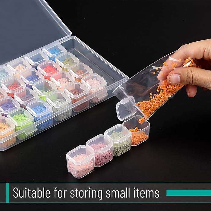 Mr. Pen- Bead Storage Containers, 28 Grids, 2 Pack, Clear White, 160pcs Label Stickers, Transparent, Small Bead Organizer Box, Diamond Art, Diamond Painting Organizer - Image 5