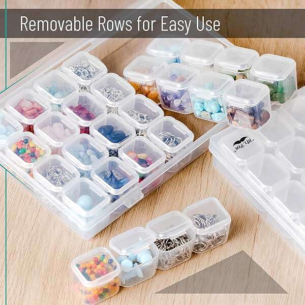 Mr. Pen- Bead Storage Containers, 28 Grids, 2 Pack, Clear White, 160pcs Label Stickers, Transparent, Small Bead Organizer Box, Diamond Art, Diamond Painting Organizer - Image 6