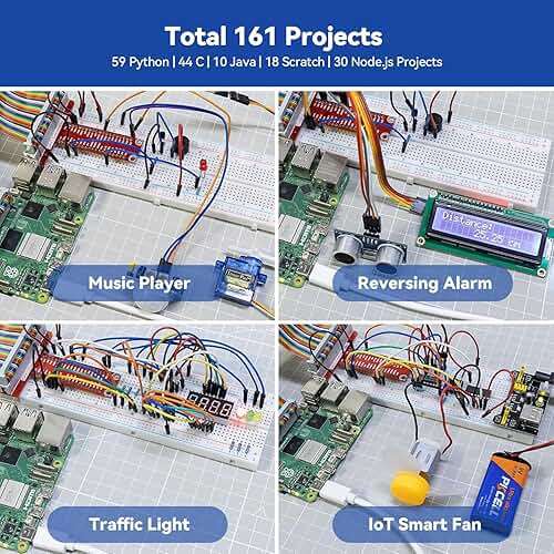 SunFounder Raphael Ultimate Starter Kit for Raspberry Pi 5 4 B 3B B+ 400, Zero 2 W, RoHS Compliant, Python, C Java, Online Tutorials & Video Courses for Beginners (Raspberry PI NOT Included) - Image 6