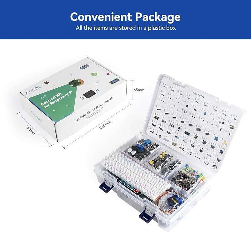 SunFounder Raphael Ultimate Starter Kit for Raspberry Pi 5 4 B 3B B+ 400, Zero 2 W, RoHS Compliant, Python, C Java, Online Tutorials & Video Courses for Beginners (Raspberry PI NOT Included) - Image 9