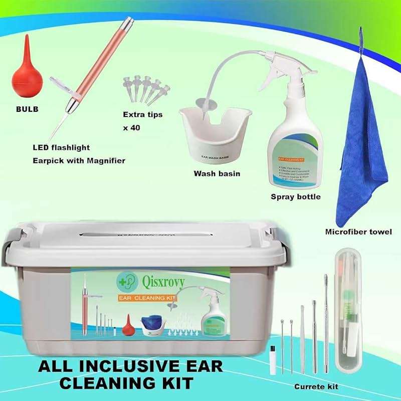 QISXROVY Ear Wax Removal Tool, Ear Cleaning Kit, Safe Ear Irrigation Flushing System for Adults & Kids, Large (50pcs accs), White - Image 4