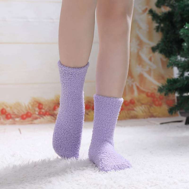 LINEMIN Womens Fuzzy Socks Cozy Fluffy Winter Warm Slipper Socks Microfiber Soft Home Sleeping Socks - Image 2