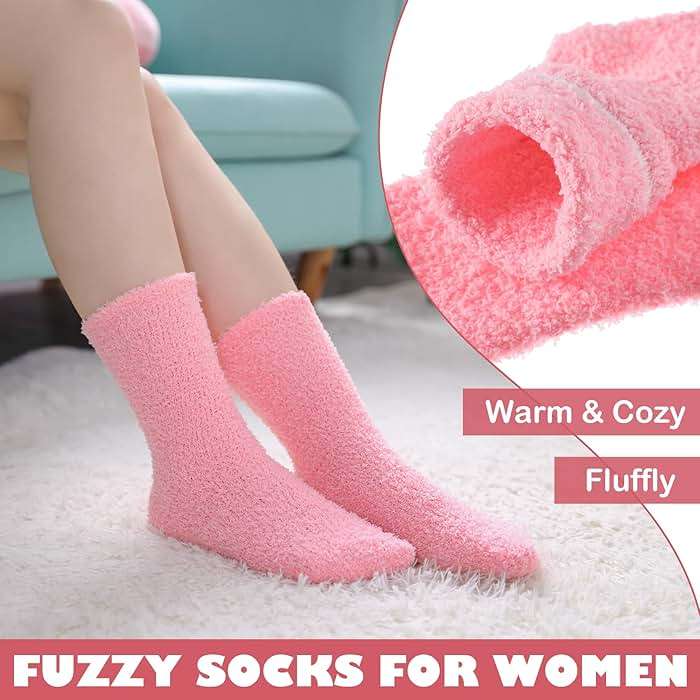 LINEMIN Womens Fuzzy Socks Cozy Fluffy Winter Warm Slipper Socks Microfiber Soft Home Sleeping Socks - Image 4