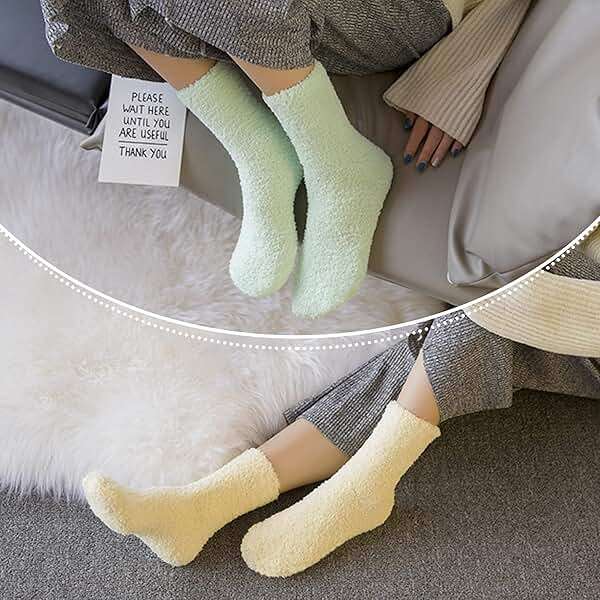 LINEMIN Womens Fuzzy Socks Cozy Fluffy Winter Warm Slipper Socks Microfiber Soft Home Sleeping Socks - Image 5