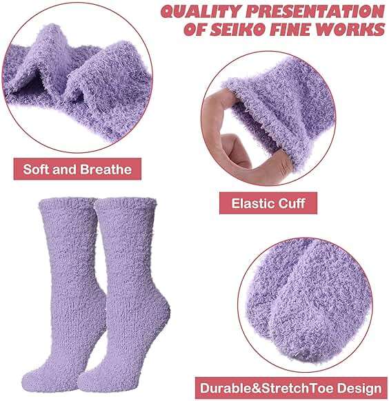 LINEMIN Womens Fuzzy Socks Cozy Fluffy Winter Warm Slipper Socks Microfiber Soft Home Sleeping Socks - Image 6
