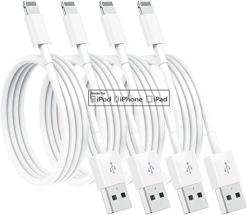 Susnwere 4 Pack [Apple MFi Certified] Apple Charging Cables 6ft, iPhone Chargers, Lightning Fast iPhone Charging Cord for iPhone 12/11/11Pro/11Max/ X/XS/XR/XS Max/8/7, ipad(White) - Image 1