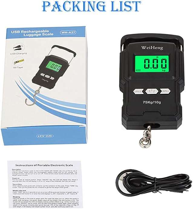 YAGSUW Rechargeable Lugagge Scale Portable Electronic Hook Scale Digital Hanging Bag Luggage Weight Scale Fishing Scale with Measuring Tape 165Lb Black - Image 7
