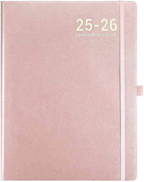 Planner 2026-2027 - JUL 2026 - JUN 2027, Planner 8.5" x 11", 2026-2027 planner Weekly and Monthly, Academic Calendar, Leather Cover planners with Thick Paper, Back Pocket with Notes Pages - Rose Gold - Image 1