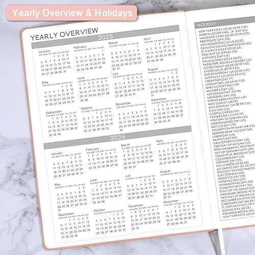 Planner 2026-2027 - JUL 2026 - JUN 2027, Planner 8.5" x 11", 2026-2027 planner Weekly and Monthly, Academic Calendar, Leather Cover planners with Thick Paper, Back Pocket with Notes Pages - Rose Gold - Image 5