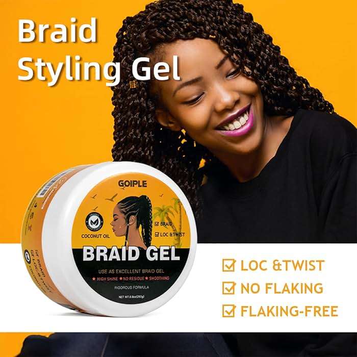 8.8OZ Strong Hold Braiding Gel for Twists, Locs, Cornrows - Tames Frizz, High Shine, No Flake, Easy Edge Control - Image 4