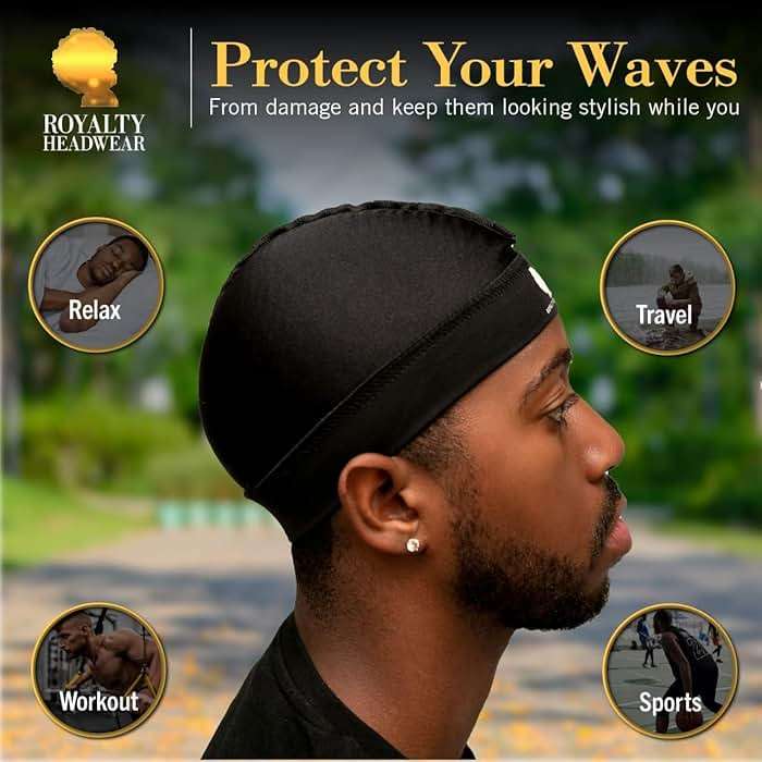 Royalty Headwear Silky Wave Cap for 360, 540 & 720 Waves, Soft Breathable Durag Skull Cap Beanie for Men - Image 4