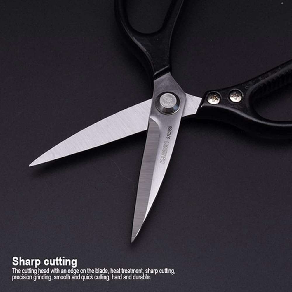 Edward Kitchen Scissors - Heavy Duty Stainless Steel Scissors for Meat, Cooking, Herbs - Dishwasher Safe (1, Black) - Image 4
