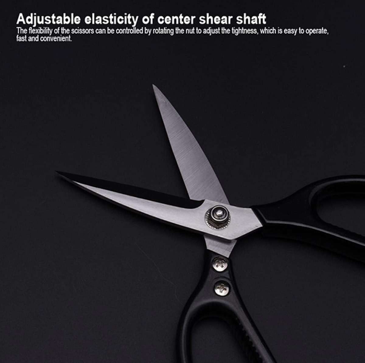 Edward Kitchen Scissors - Heavy Duty Stainless Steel Scissors for Meat, Cooking, Herbs - Dishwasher Safe (1, Black) - Image 5