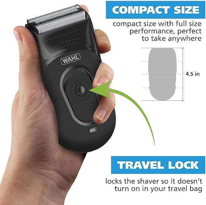 Wahl Compact Rechargeable Lithium Ion Shaver Kit with Hygienic Rinseable Foils & Cutter Bar with Dual Flexible Foils that Move with the Contours of Your Face - 7065 - Image 4