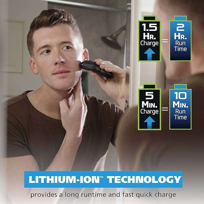 Wahl Compact Rechargeable Lithium Ion Shaver Kit with Hygienic Rinseable Foils & Cutter Bar with Dual Flexible Foils that Move with the Contours of Your Face - 7065 - Image 7